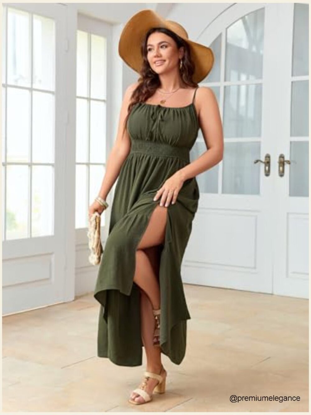 Plus Size Maxi Dress Sleeveless Spaghetti Strap Smocked Boho Beach Sundress - Picture 3 of 7